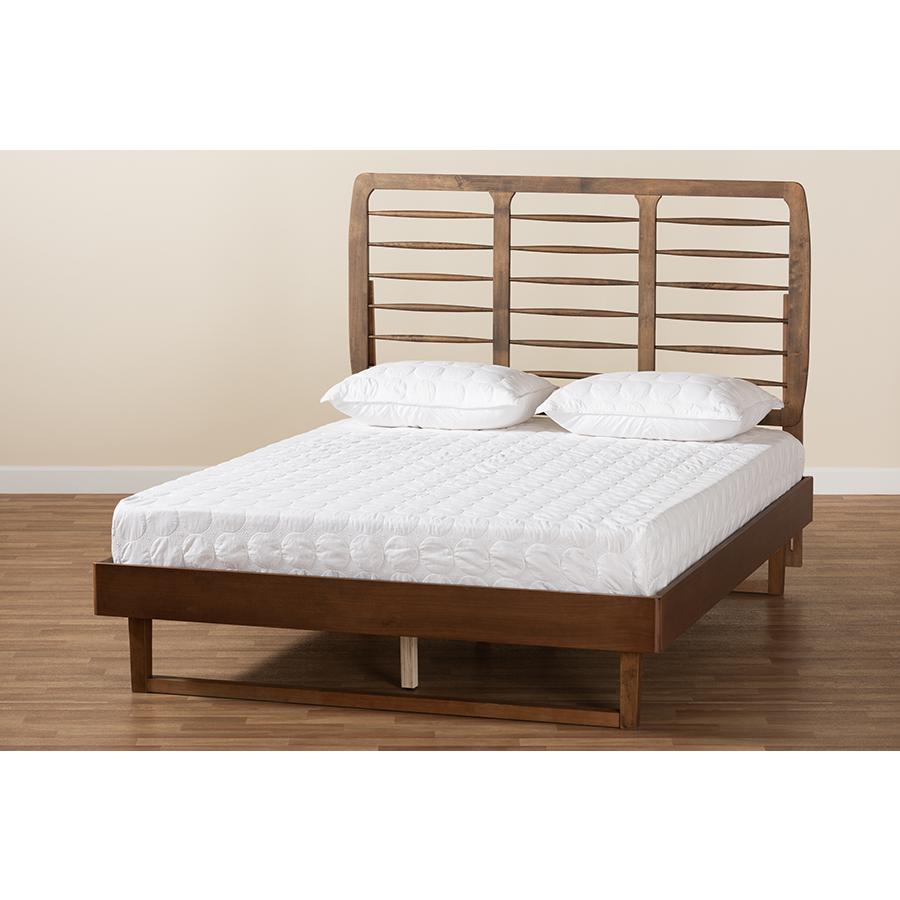 Lucie Modern and Contemporary Walnut Brown Finished Wood Full Size Platform Bed. Picture 7