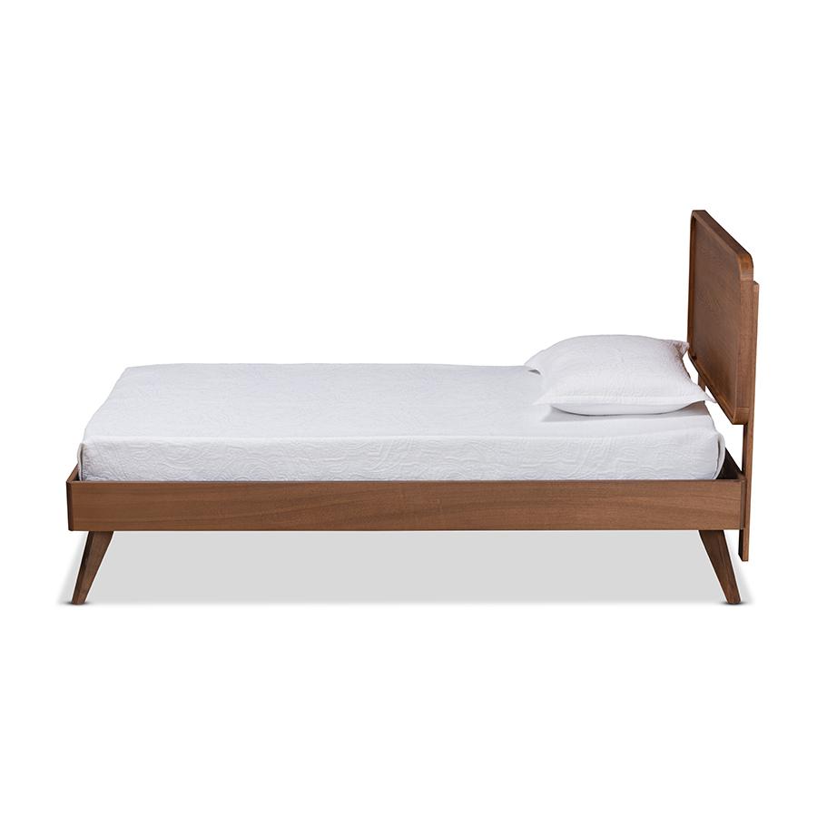 Transitional Walnut Brown Finished Wood Twin Size Platform Bed. Picture 2