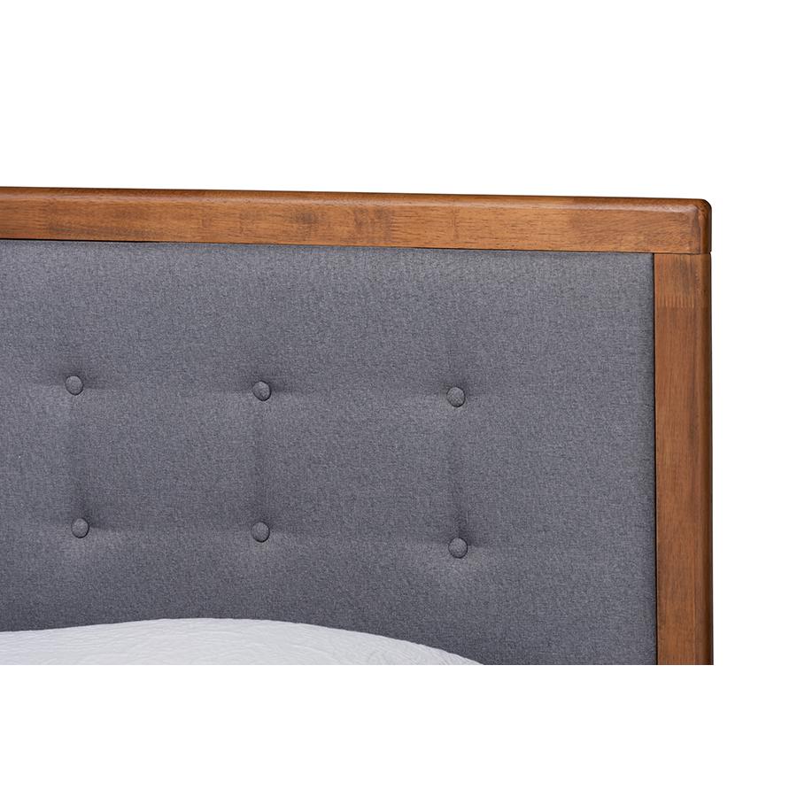 Walnut Brown Finished Wood Twin Size Platform Bed. Picture 4