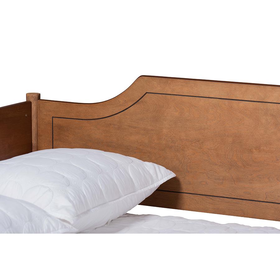 Alya Classic Traditional Farmhouse Walnut Brown Finished Wood Full Size Daybed. Picture 4