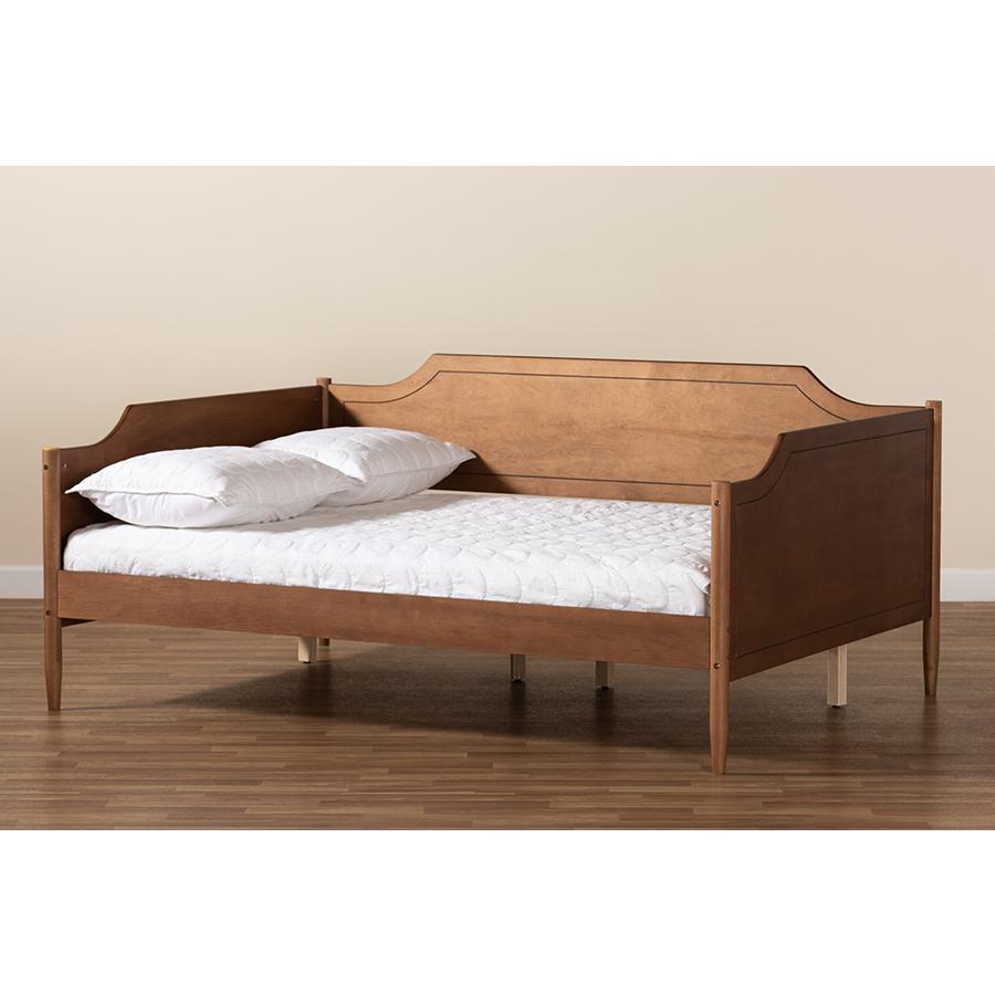 Alya Classic Traditional Farmhouse Walnut Brown Finished Wood Full Size Daybed. Picture 7