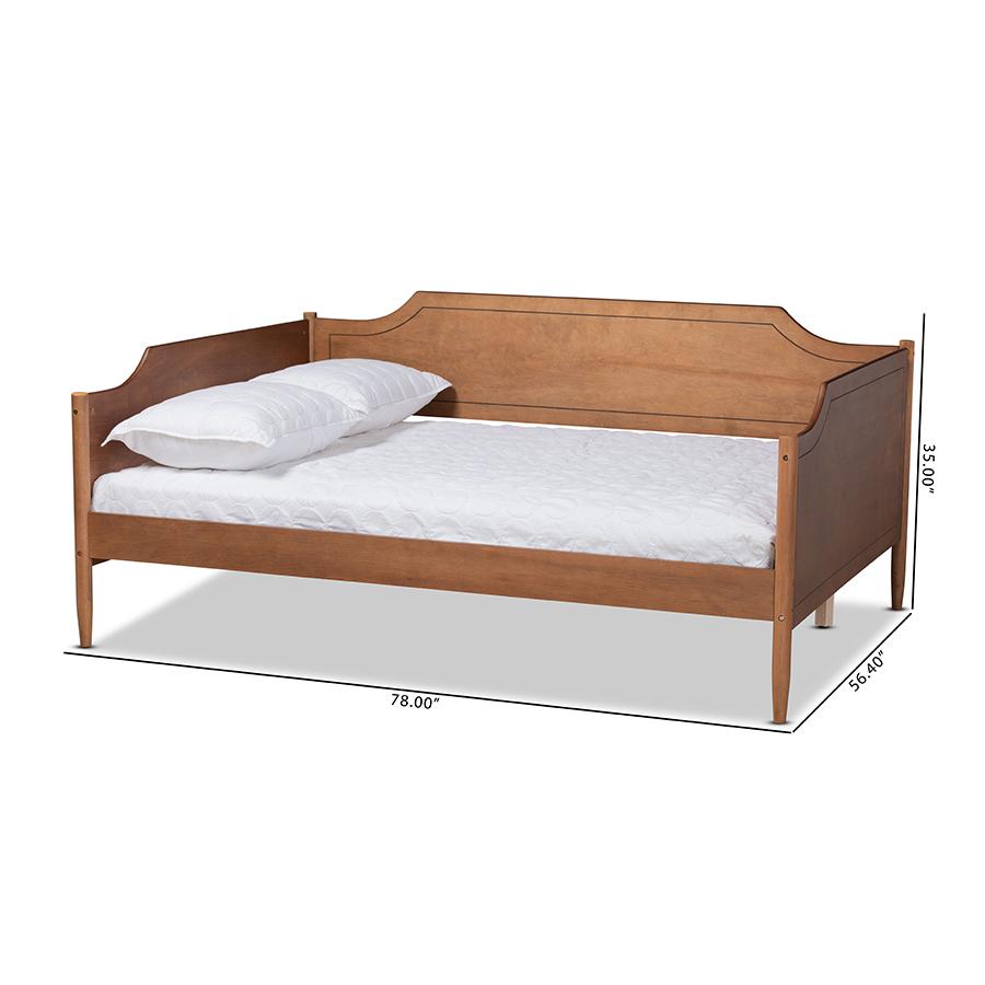 Alya Classic Traditional Farmhouse Walnut Brown Finished Wood Full Size Daybed. Picture 8