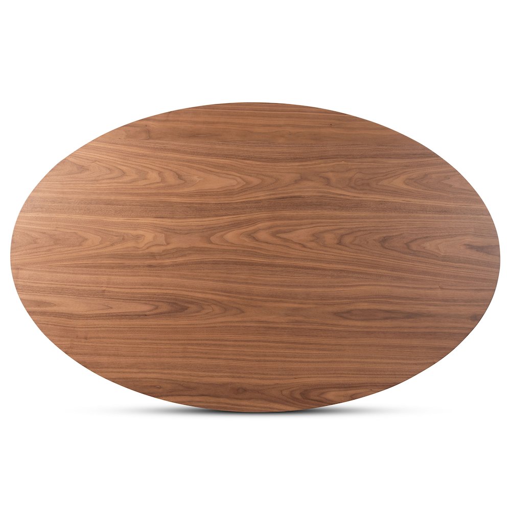 Monte Mid-Century Modern Walnut Brown Finished Wood 71-Inch Oval Dining Table. Picture 5