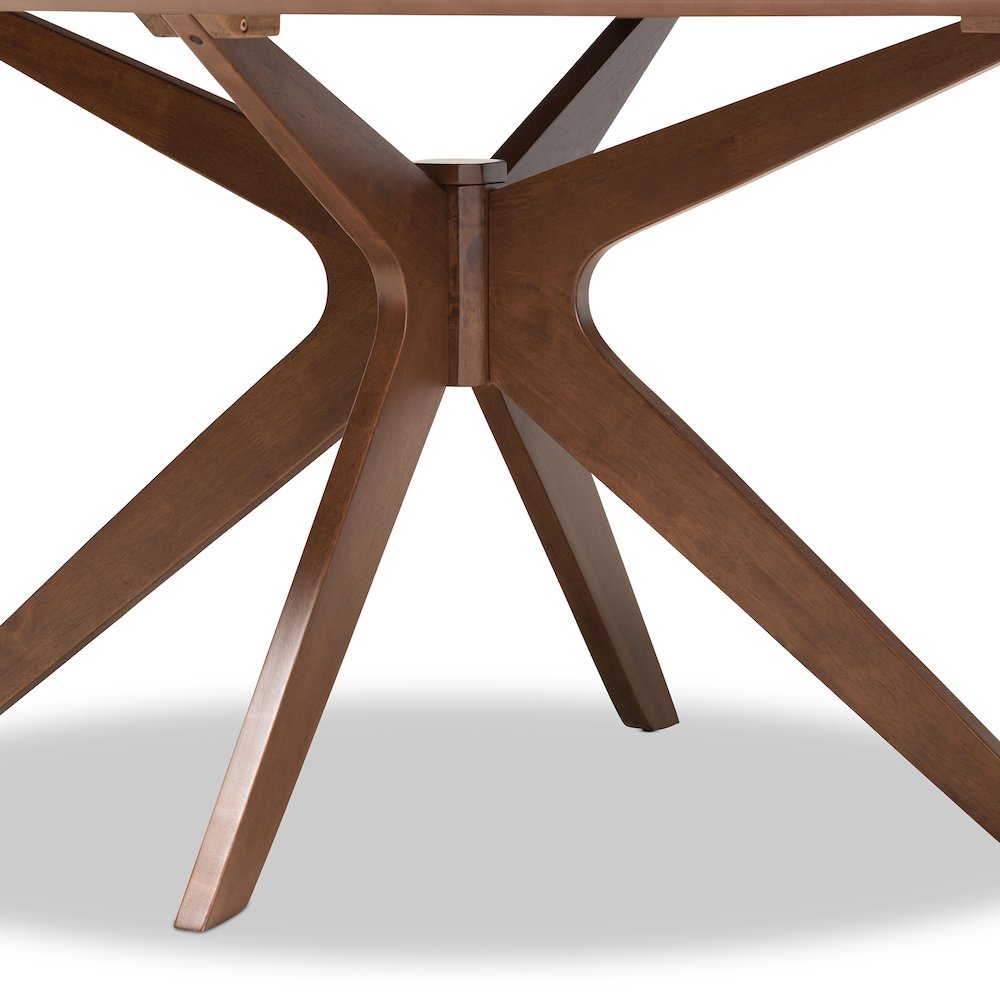 Monte Mid-Century Modern Walnut Brown Finished Wood 71-Inch Oval Dining Table. Picture 6