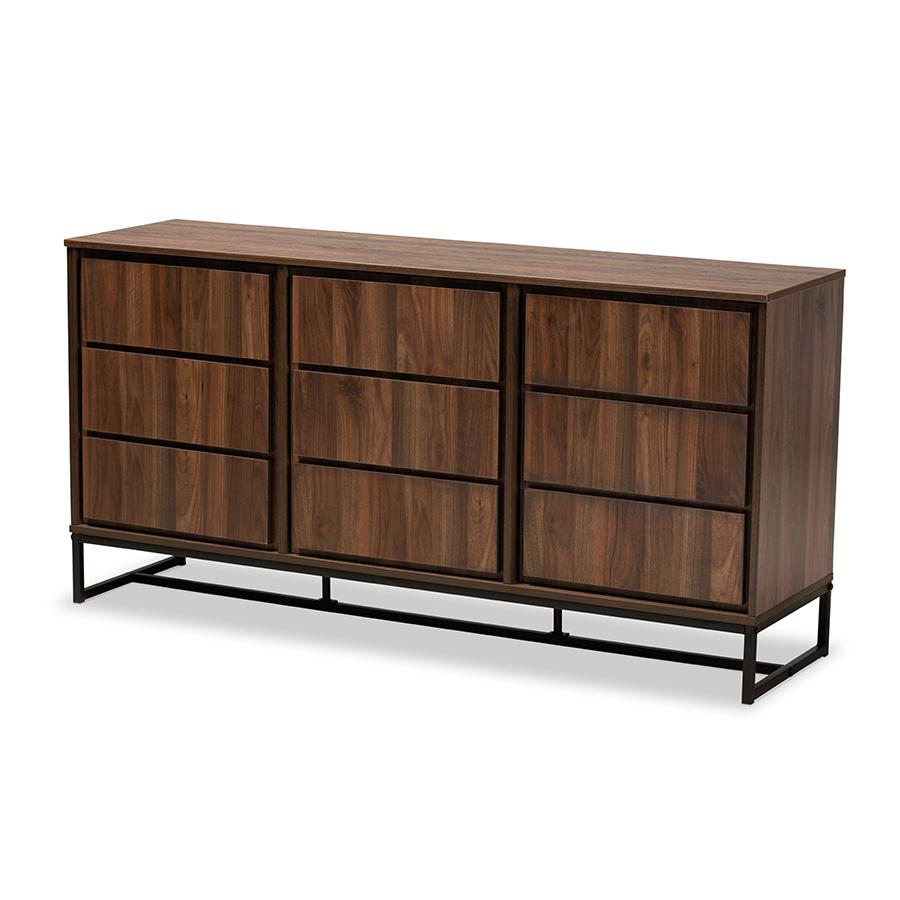 Black Finished Metal 3-Door Dining Room Sideboard Buffet. Picture 1