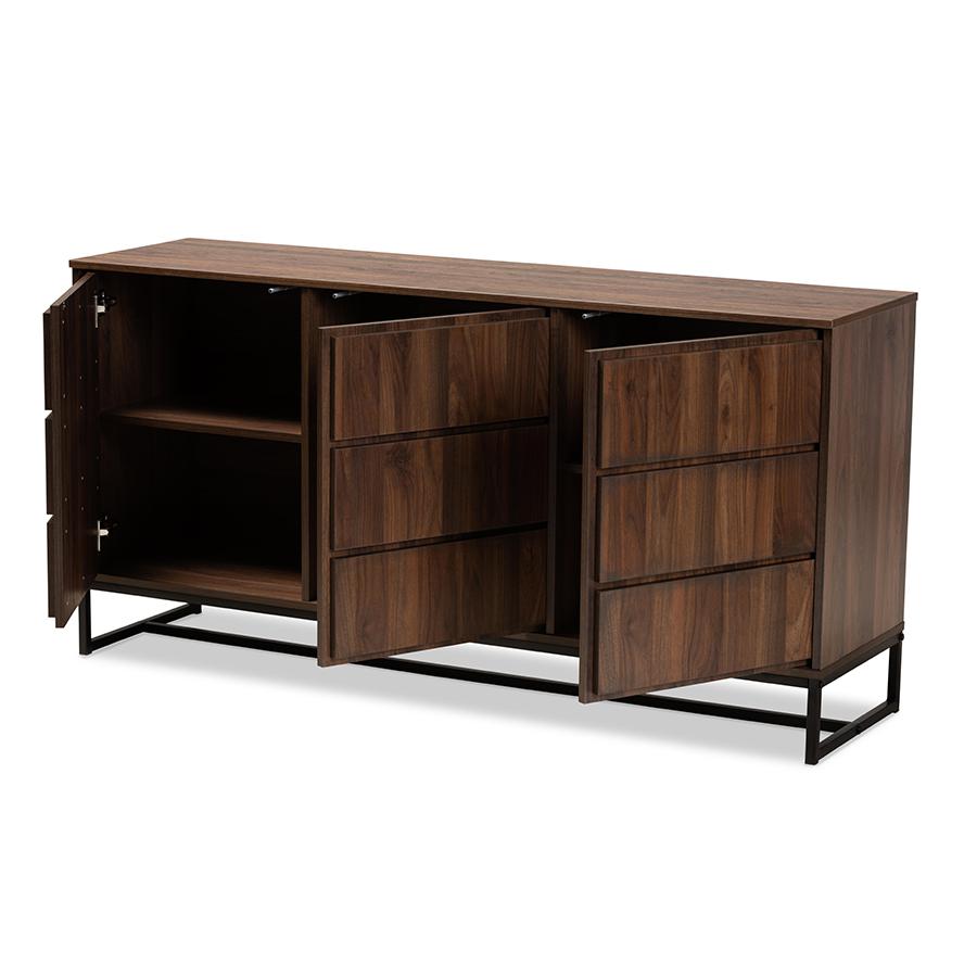 Black Finished Metal 3-Door Dining Room Sideboard Buffet. Picture 2