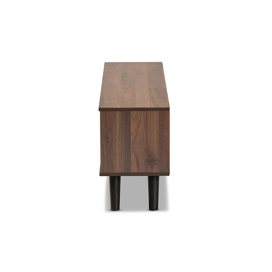 Two-Tone Walnut Brown and Grey Finished Wood TV Stand. Picture 4