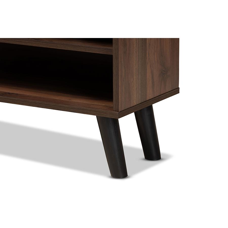 Two-Tone Walnut Brown and Grey Finished Wood TV Stand. Picture 5
