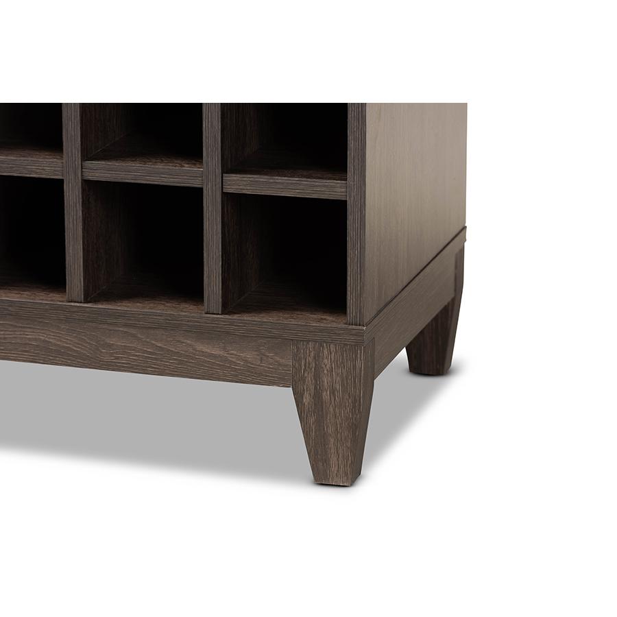 Dark Brown Finished Wood 1-Drawer Wine Storage Cabinet. Picture 6