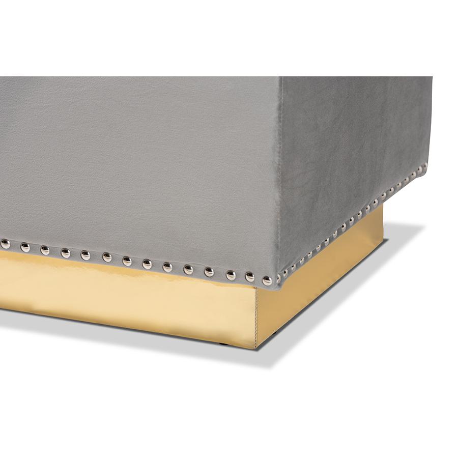 Gold PU Leather Storage Ottoman. Picture 6