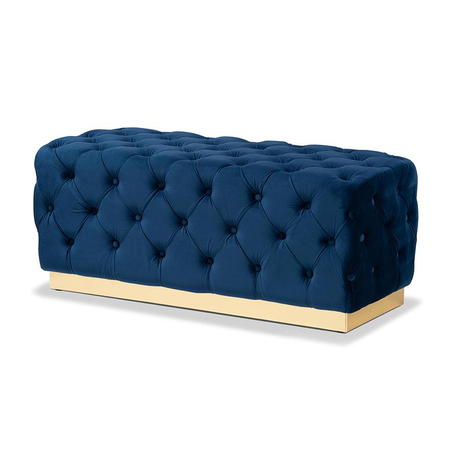 Gold PU Leather Ottoman. Picture 1