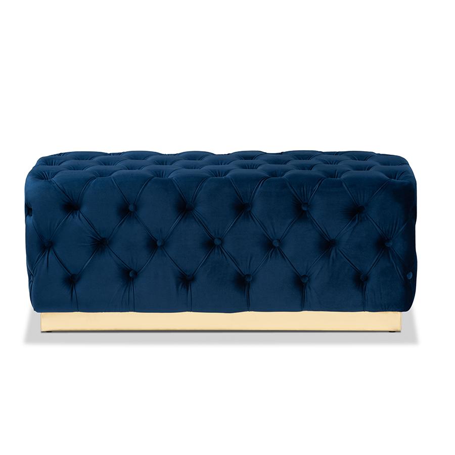Gold PU Leather Ottoman. Picture 2