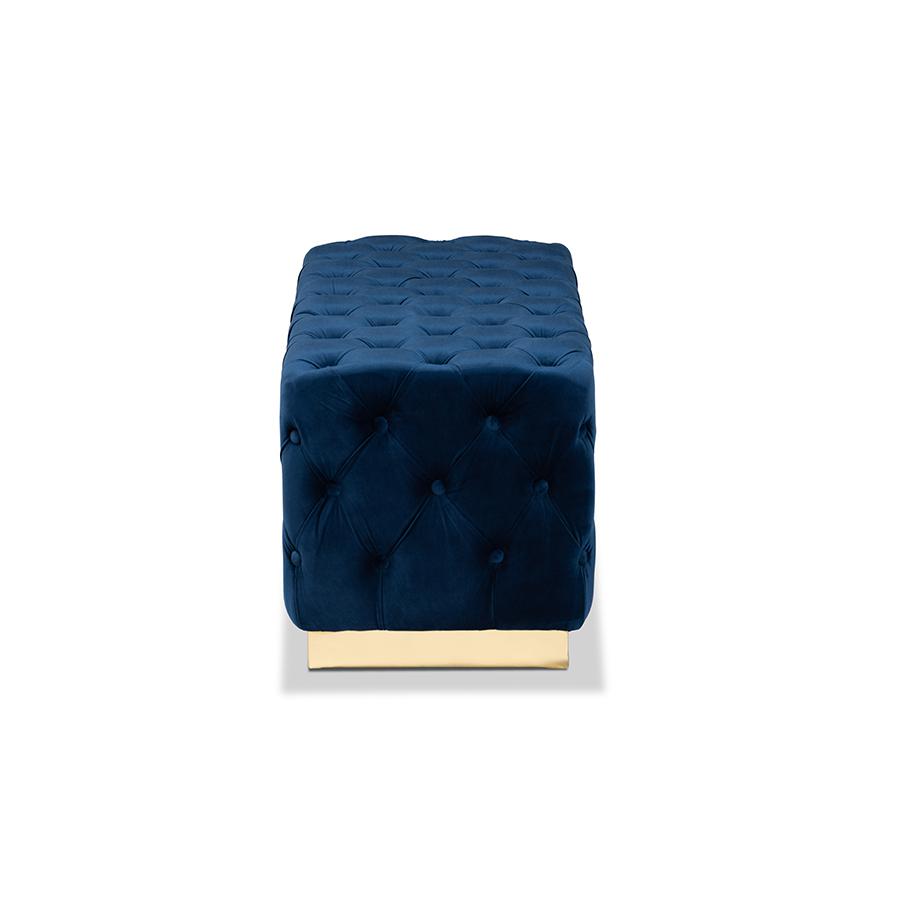 Gold PU Leather Ottoman. Picture 3