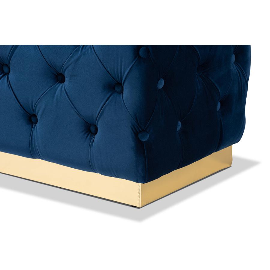 Gold PU Leather Ottoman. Picture 4