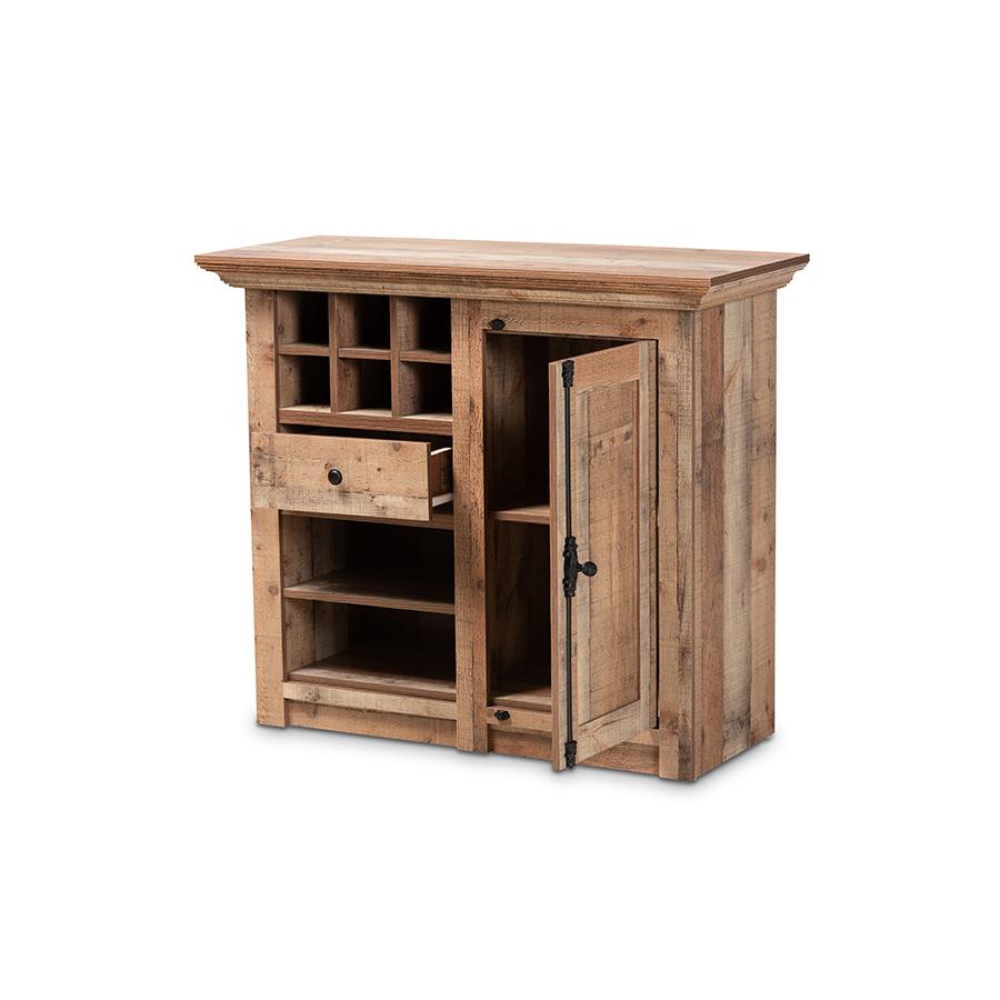 Farmhouse Rustic Oak Brown Finished Wood 1-Door Dining Room Sideboard Buffet. Picture 2