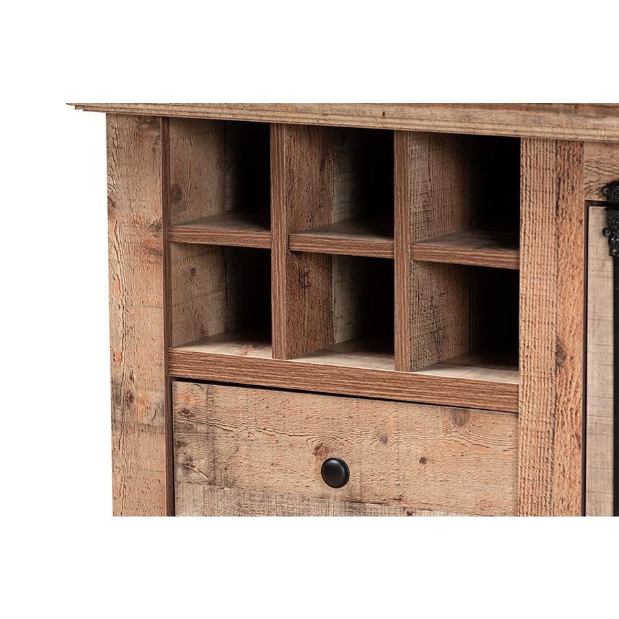 Farmhouse Rustic Oak Brown Finished Wood 1-Door Dining Room Sideboard Buffet. Picture 5