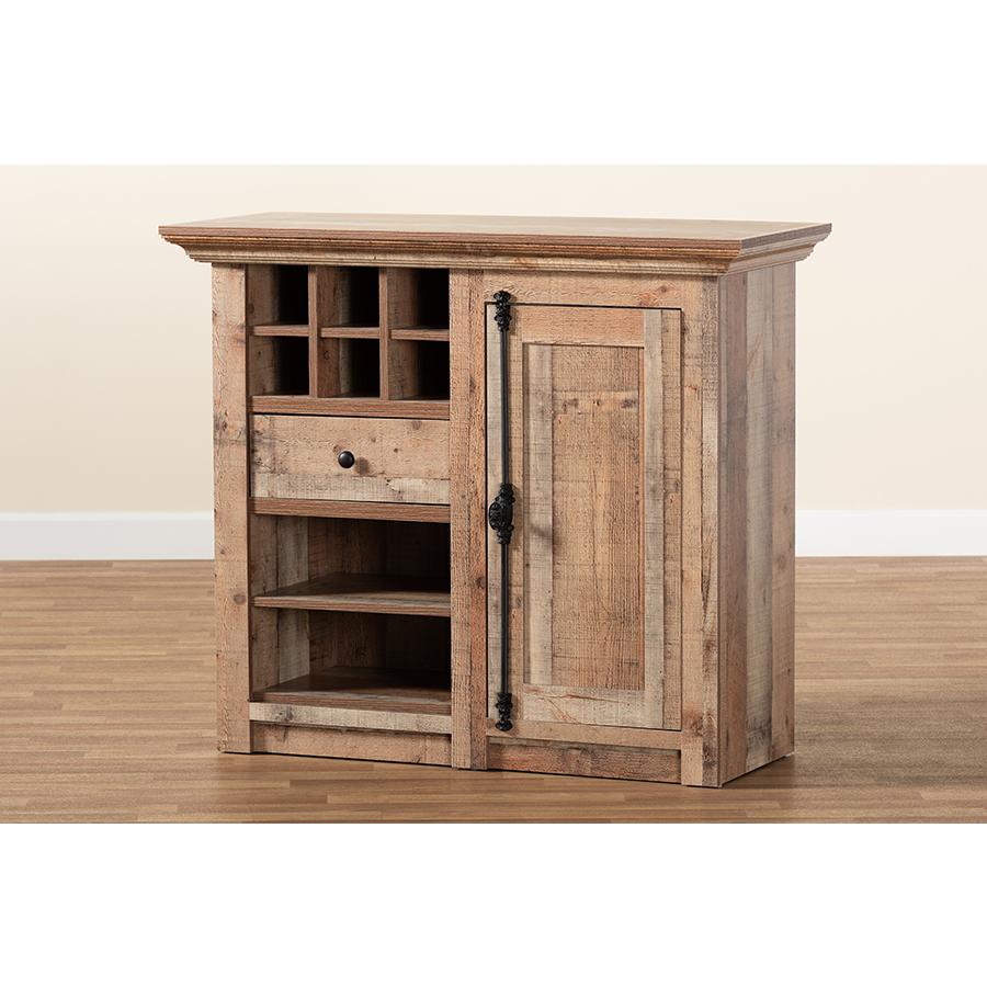 Farmhouse Rustic Oak Brown Finished Wood 1-Door Dining Room Sideboard Buffet. Picture 8