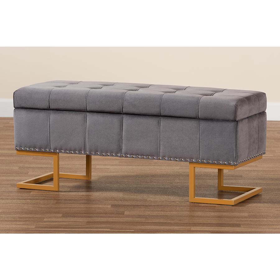 Gold Finished Metal Storage Ottoman. Picture 10