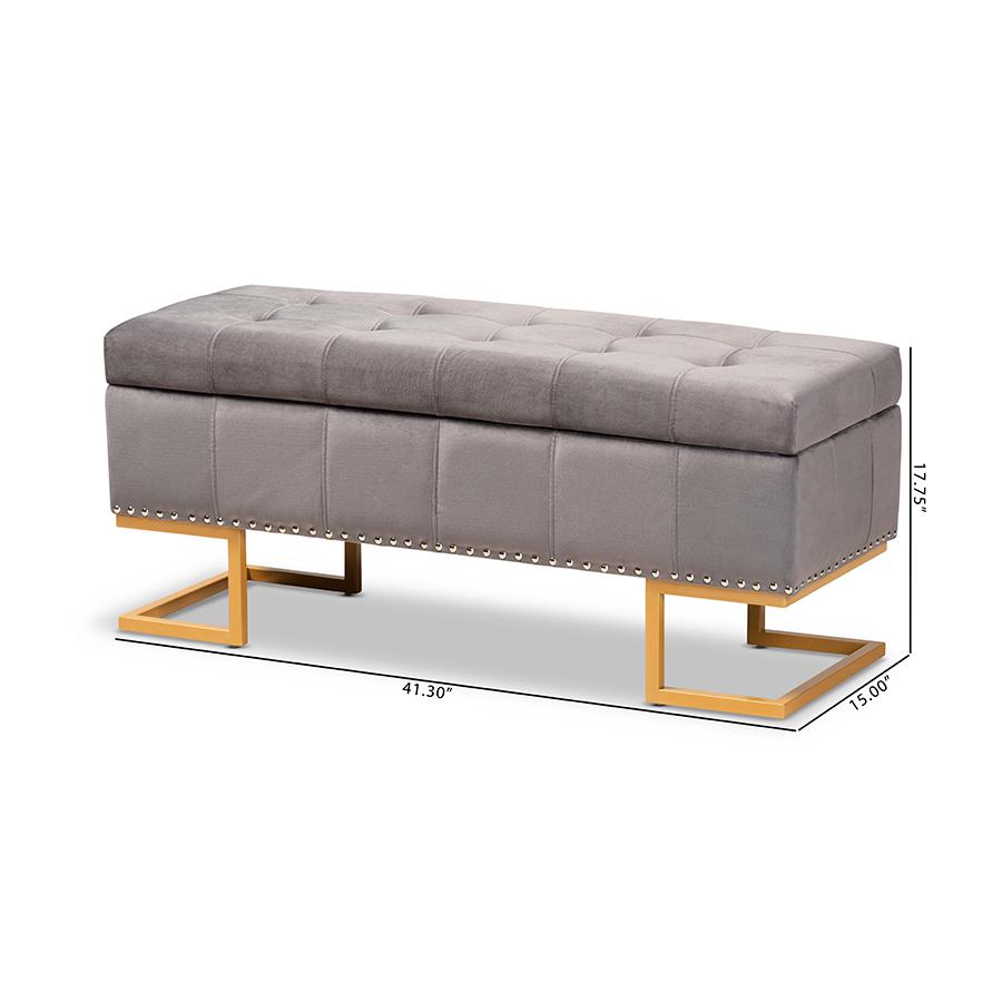 Gold Finished Metal Storage Ottoman. Picture 11