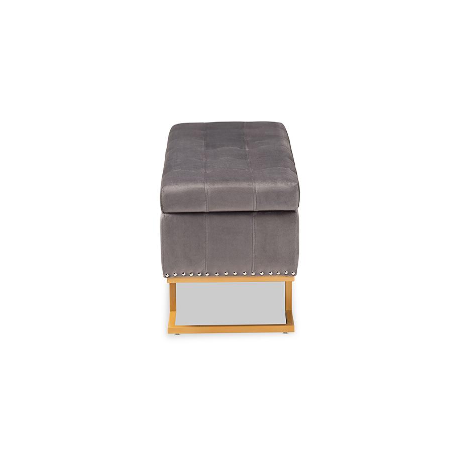 Gold Finished Metal Storage Ottoman. Picture 4