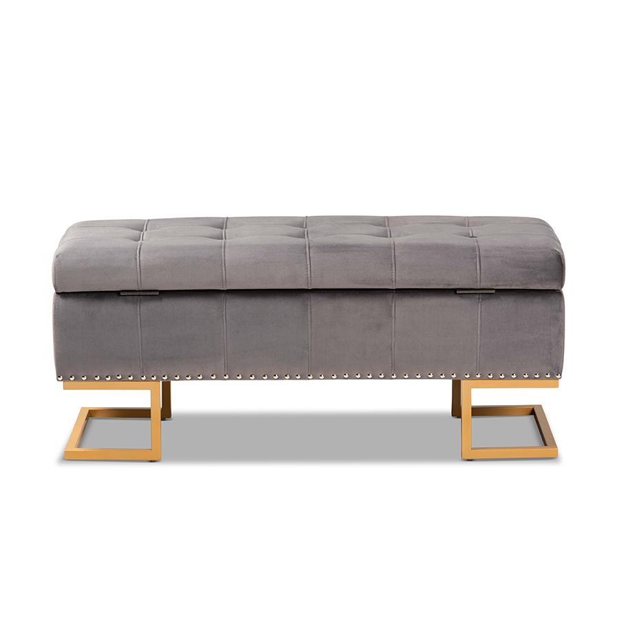 Gold Finished Metal Storage Ottoman. Picture 5