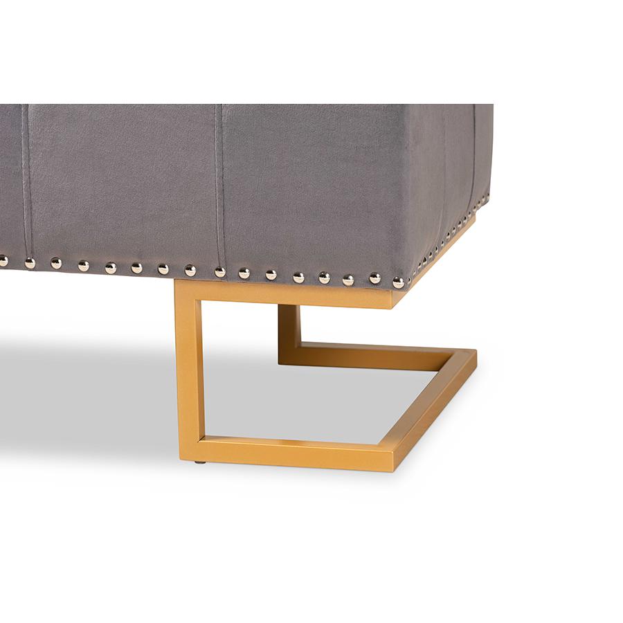 Gold Finished Metal Storage Ottoman. Picture 7