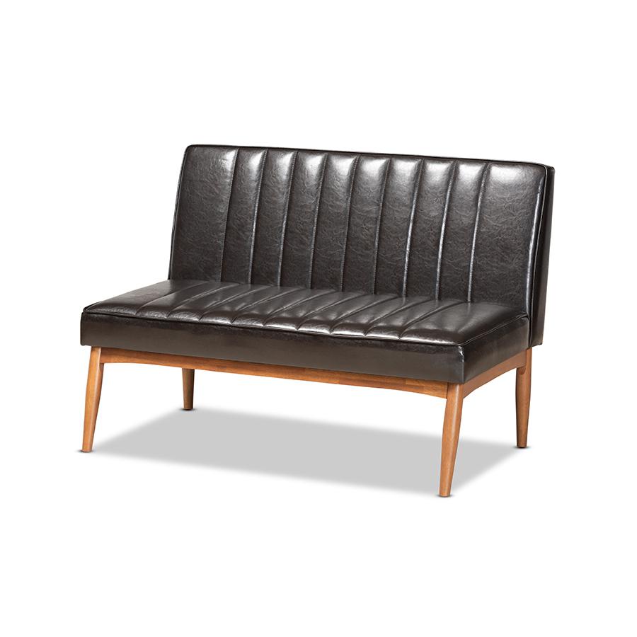 Leather Upholstered and Walnut Brown Finished Wood 5-Piece Dining Nook Set. Picture 2