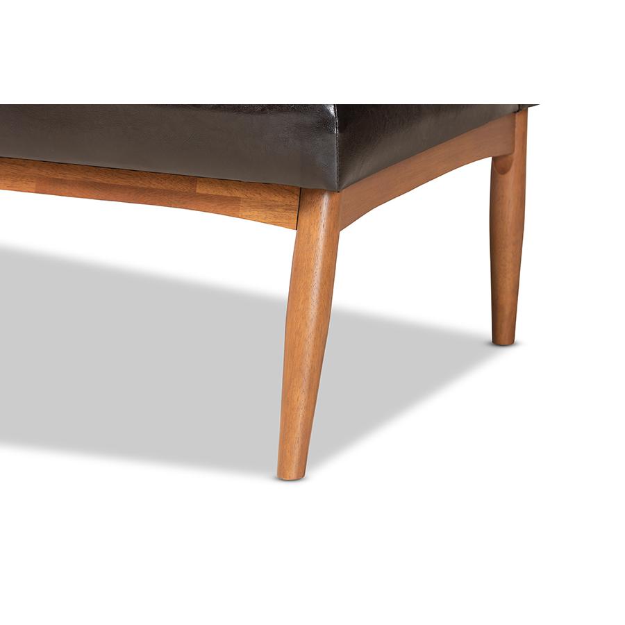 Leather Upholstered and Walnut Brown Finished Wood 5-Piece Dining Nook Set. Picture 9