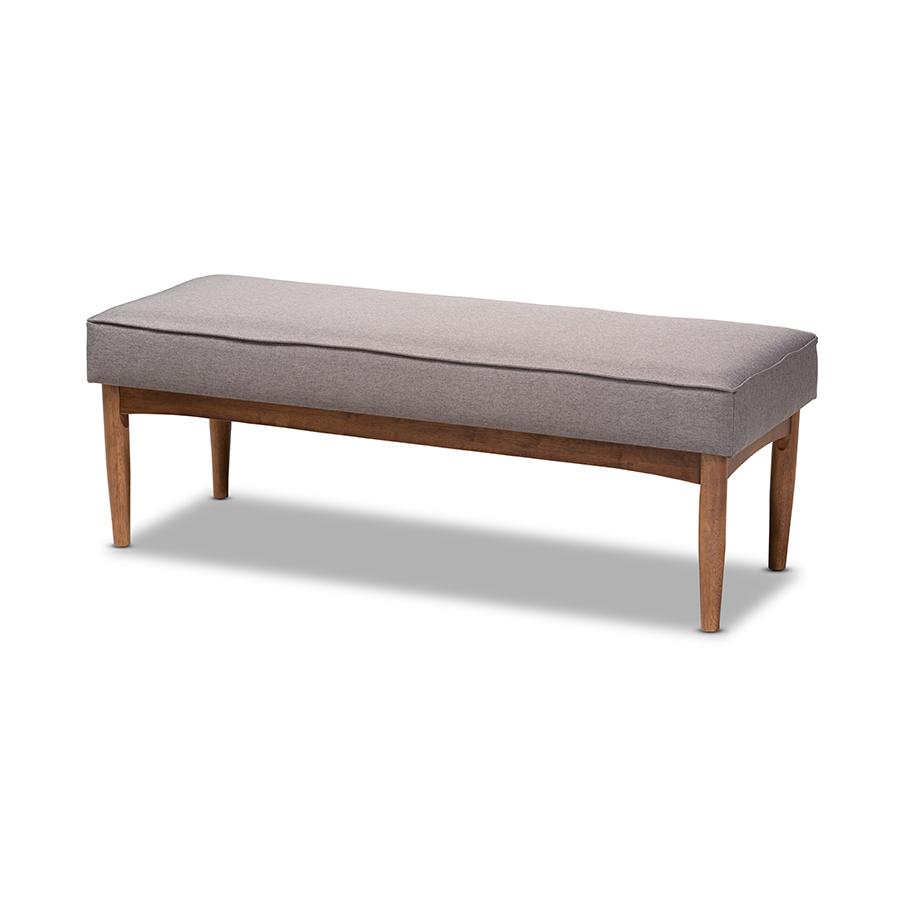 Grey Fabric Upholstered and Walnut Brown Finished Wood 4-Piece Dining Nook Set. Picture 4