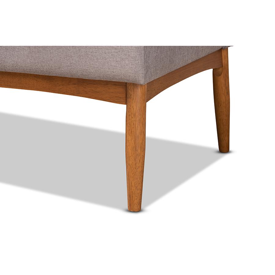Grey Fabric Upholstered and Walnut Brown Finished Wood 4-Piece Dining Nook Set. Picture 8