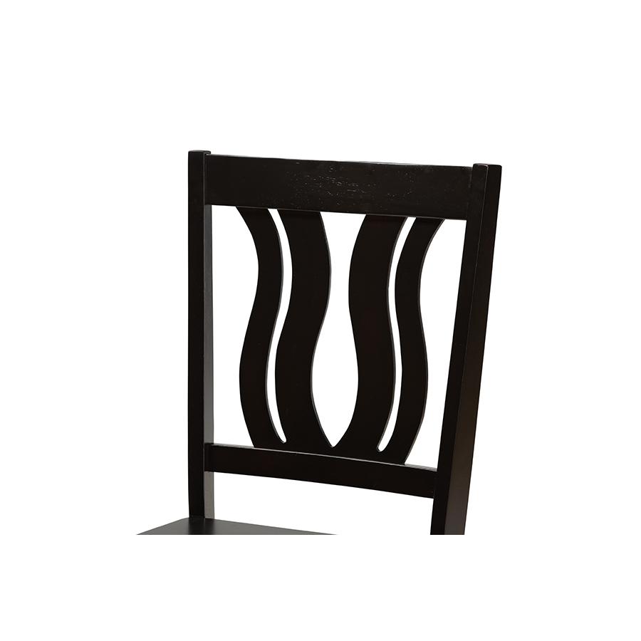 Transitional Dark Brown Finished Wood 5-Piece Dining Set. Picture 5