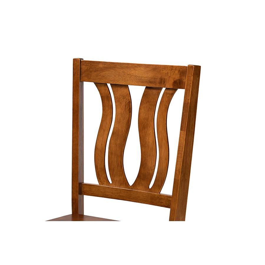 Transitional Walnut Brown Finished Wood 5-Piece Dining Set. Picture 5