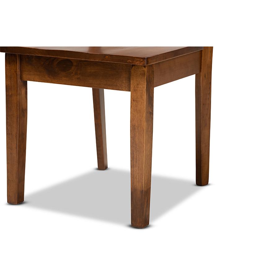 Transitional Walnut Brown Finished Wood 5-Piece Dining Set. Picture 6