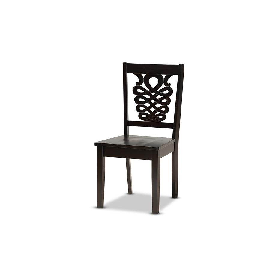 Transitional Dark Brown Finished Wood 7-Piece Dining Set. Picture 2