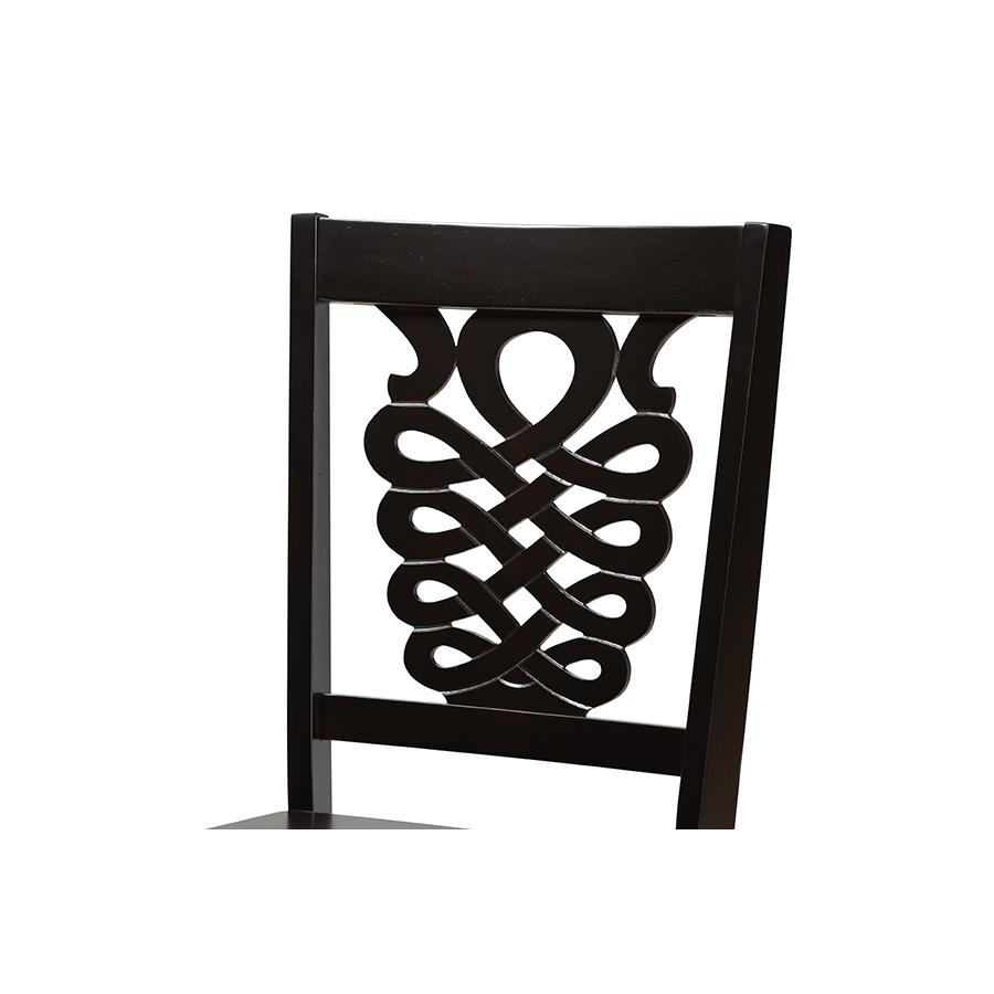 Transitional Dark Brown Finished Wood 7-Piece Dining Set. Picture 5