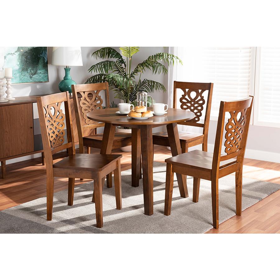 Transitional Walnut Brown Finished Wood 5-Piece Dining Set. Picture 7