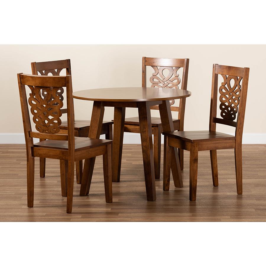 Transitional Walnut Brown Finished Wood 5-Piece Dining Set. Picture 8