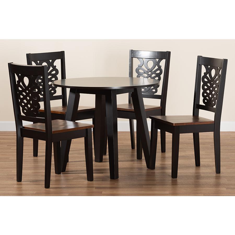 Walnut Brown Finished Wood 5-Piece Dining Set. Picture 8