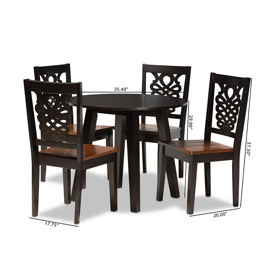 Walnut Brown Finished Wood 5-Piece Dining Set. Picture 9
