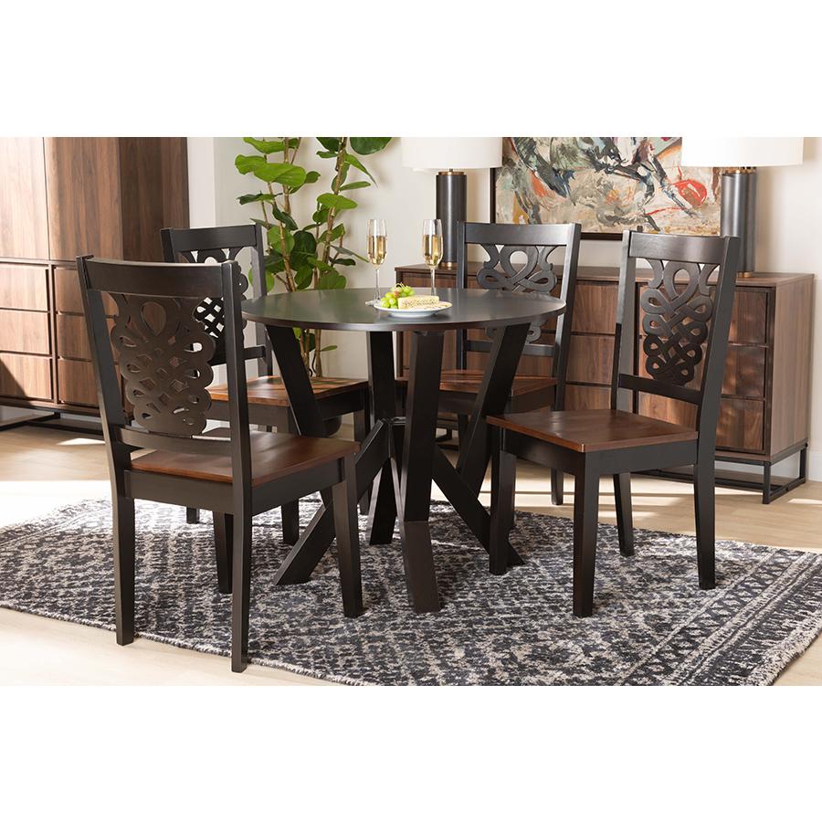 Walnut Brown Finished Wood 5-Piece Dining Set. Picture 7