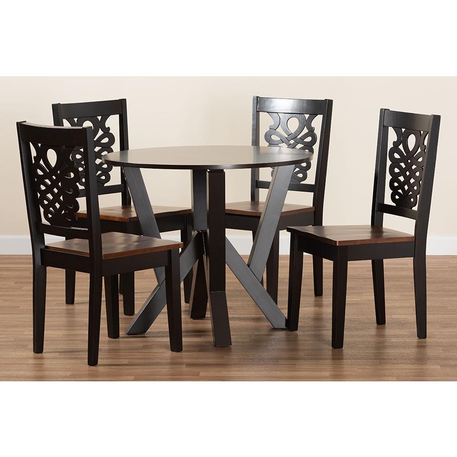 Walnut Brown Finished Wood 5-Piece Dining Set. Picture 8