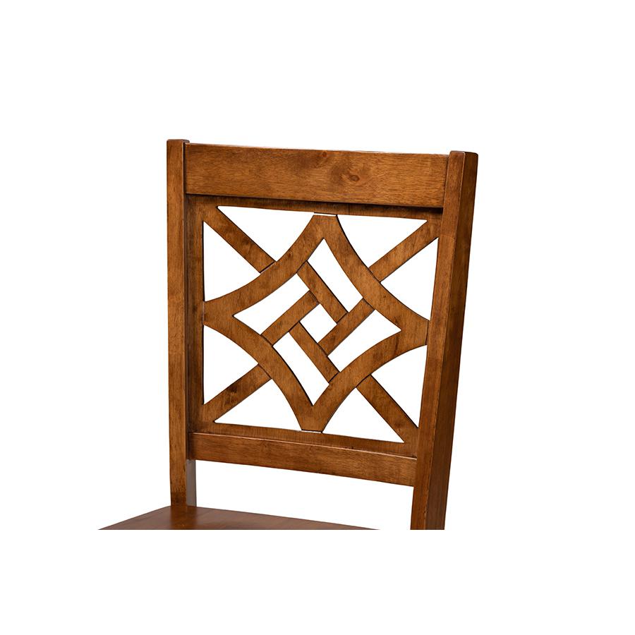 Nicolette Modern and Contemporary Walnut Brown Finished Wood 7-Piece Dining Set. Picture 5