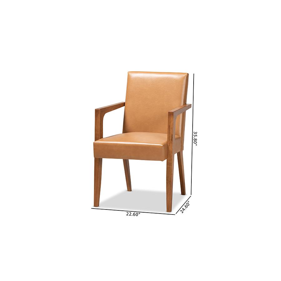 Leather Upholstered and Walnut Brown Finished Wood 2-Piece Armchair Set. Picture 8