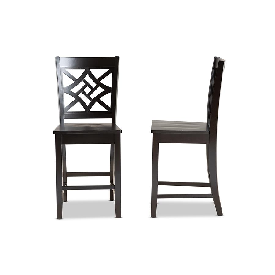 Transitional Dark Brown Finished Wood 2-Piece Counter Stool Set. Picture 3