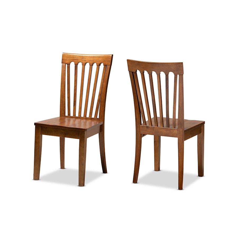 Transitional Walnut Brown Finished Wood 2-Piece Dining Chair Set. Picture 1