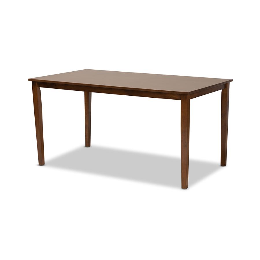 Erion Modern and Contemporary Walnut Brown Finished Wood 7-Piece Dining Set. Picture 3