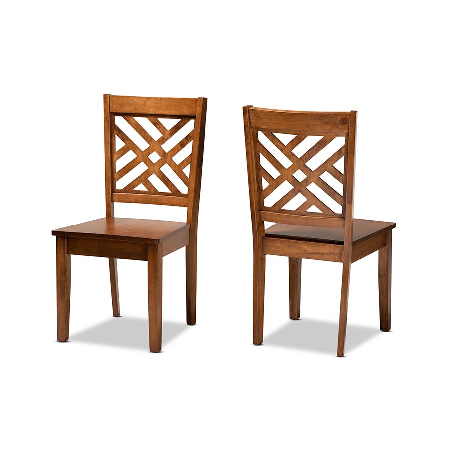 Transitional Walnut Brown Finished Wood 2-Piece Dining Chair Set. Picture 1