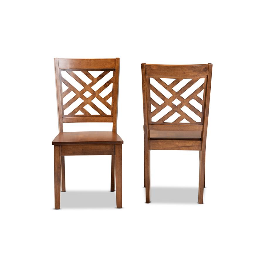 Transitional Walnut Brown Finished Wood 2-Piece Dining Chair Set. Picture 2