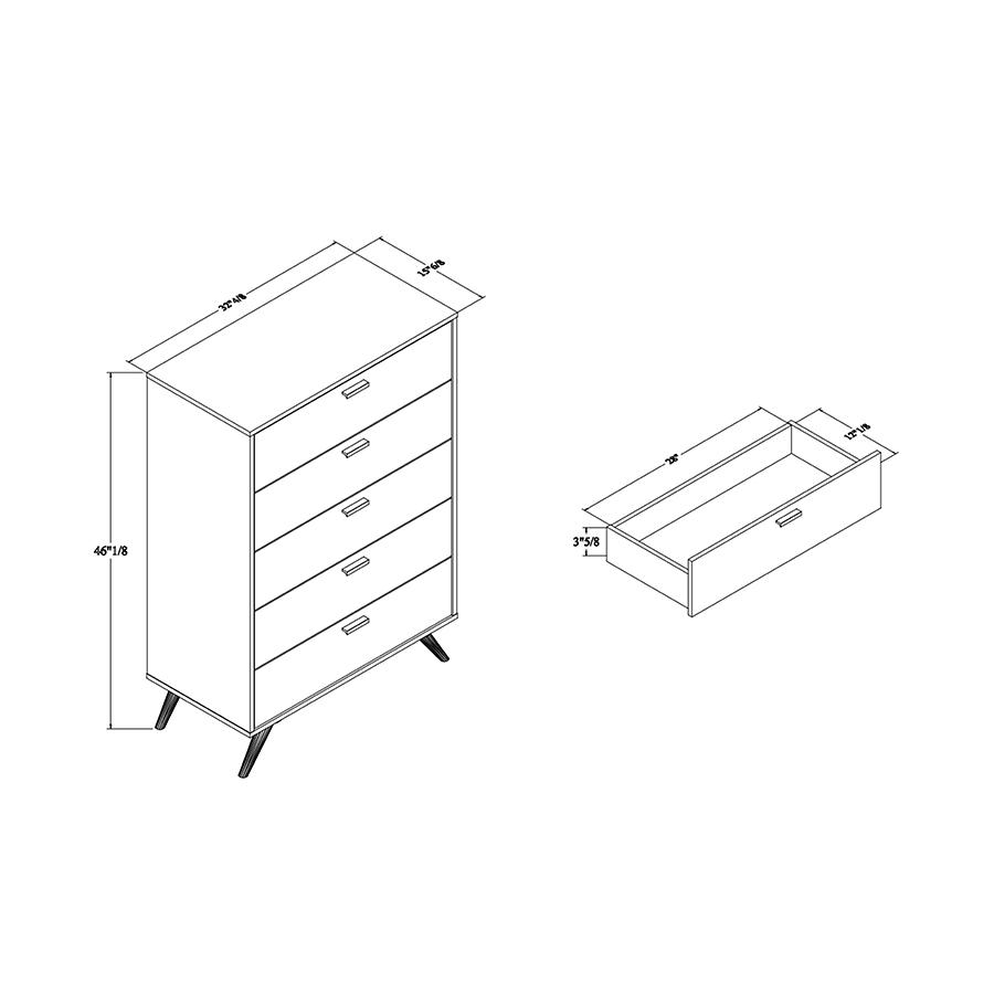 Kelson Modern and Contemporary Dark Grey and Gold Finished Wood 5-Drawer Chest. Picture 10