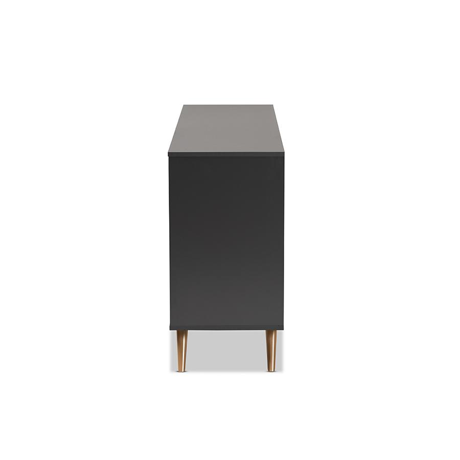 Kelson Modern and Contemporary Dark Grey and Gold Finished Wood 6-Drawer Dresser. Picture 4